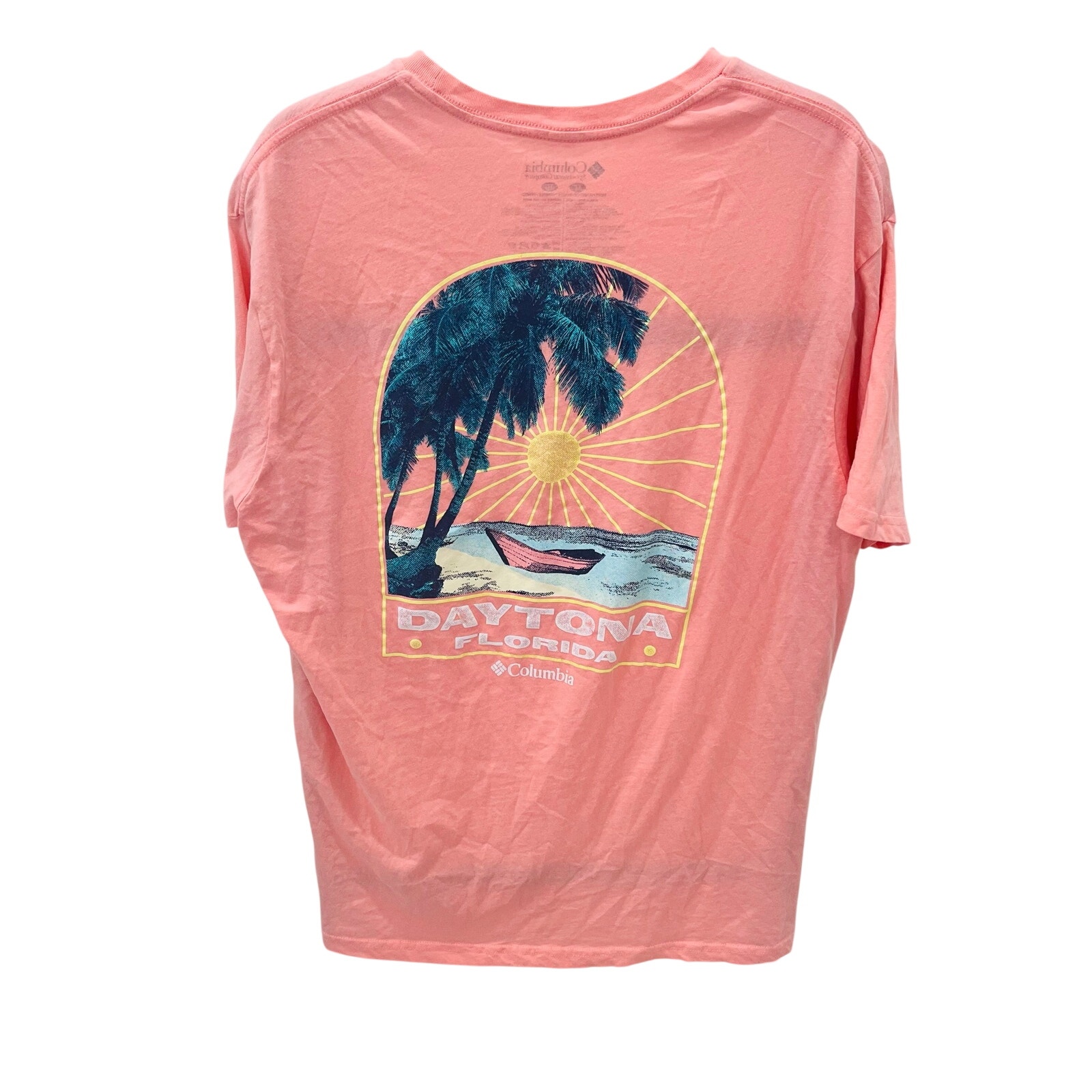 Columbia Sportswear Mens Xl Daytona Florida Sunset Palm Graphic TShirt Pink